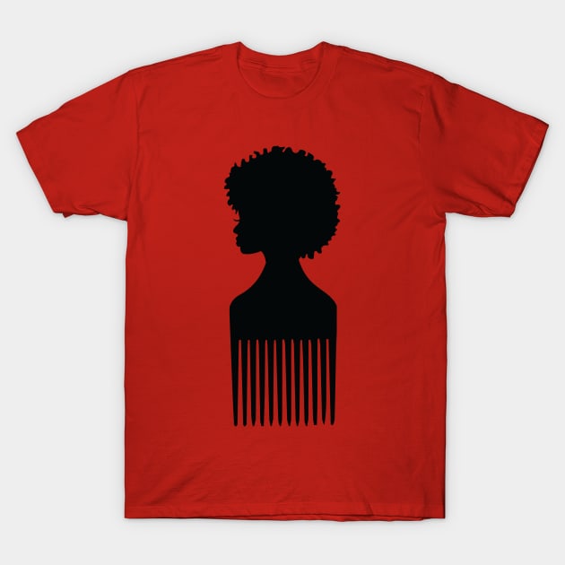 Black Woman Afro Pick T-Shirt by blackartmattersshop